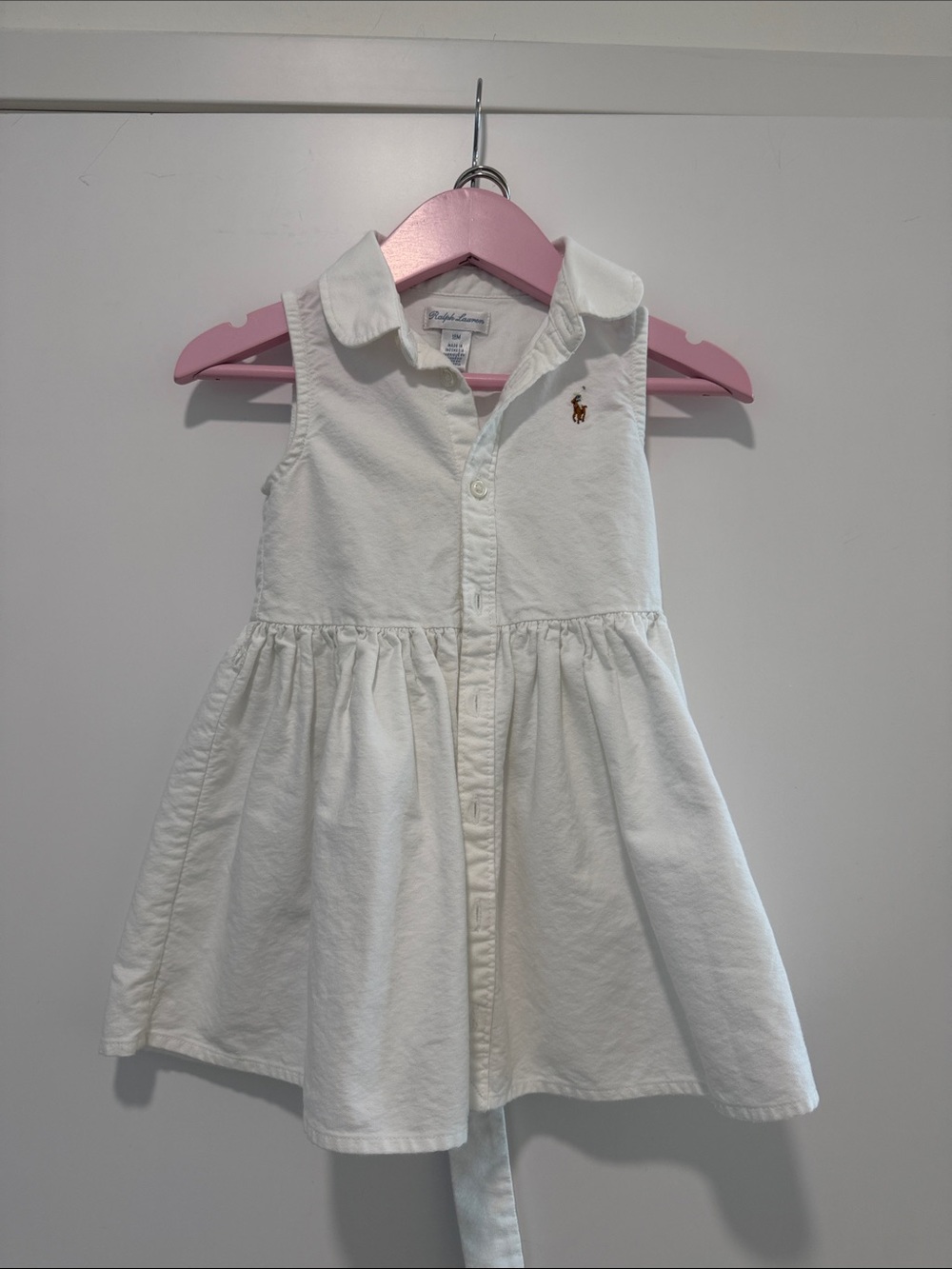 Ralph Lauren White Sleeveless Polo Dress with Embroidered Pony